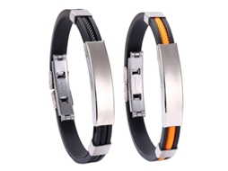 Pulsera De Acero Inoxidable Y Silicona Unisex Moda Joyería Accesorio Charmante Impermeable Ligero Regalo Laranja Preta