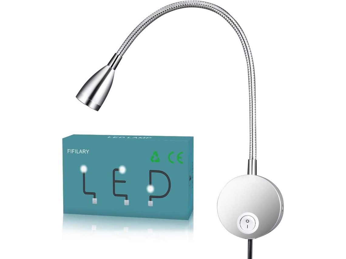 Lâmpada De Leitura Versátil Com Luzes De Cama Led, Pescoço Flexível Para Uso Montado Na Parede, Luz Macia Quente, Escurecimento De Constante, Interrup