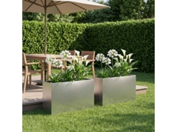 Vidaxl Vaso De Jardim 2 Unid. Prateado 80 X 40 X 50 Cm Aço Inoxidável
