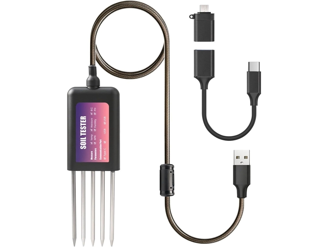 Analisador De Solo Inteligente Com Medição Npk, Ph, Temperatura E Umidade, Monitor Jardim À Prova D Água Ip68