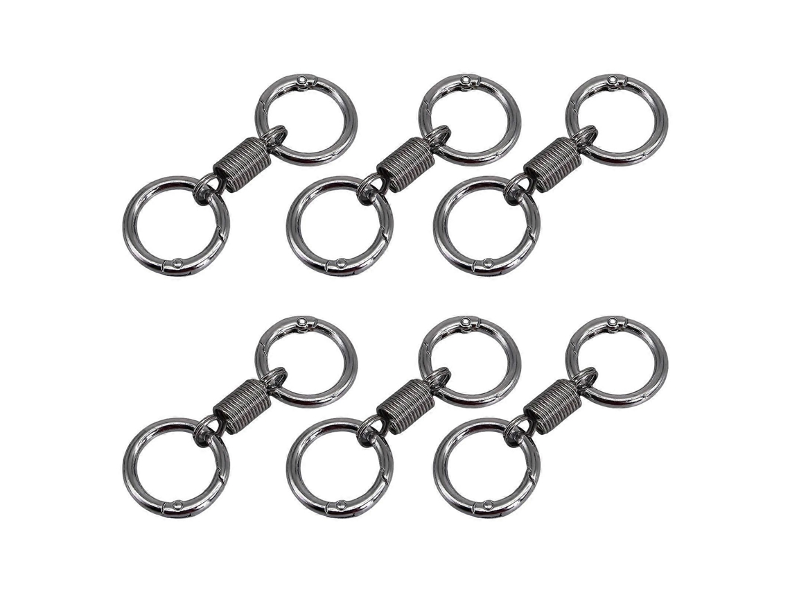Chaveiro Retrô Com 6 Peças, Mola, Anel Duplo, Liga De Zinco, Organizador De Chaves Elástico Anti-perda Com Fecho Lagosta, Ferramenta Multifuncional