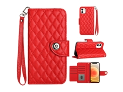 Capa Pega Para Iphone 12 Pele Sintética Vermelho