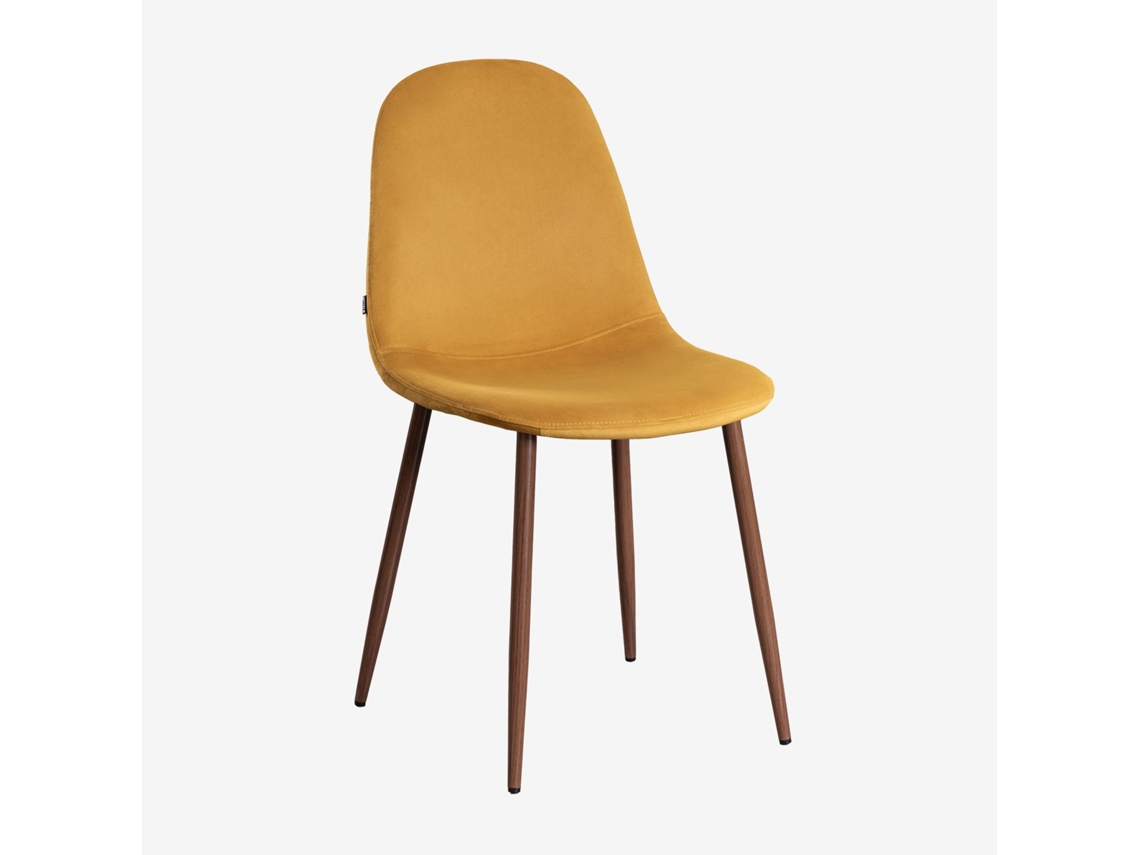 Sklum Glamm Estofada Cadeira De Jantar Poliéster     Madeira Escura                  Velluto Mostaza                               Veludo