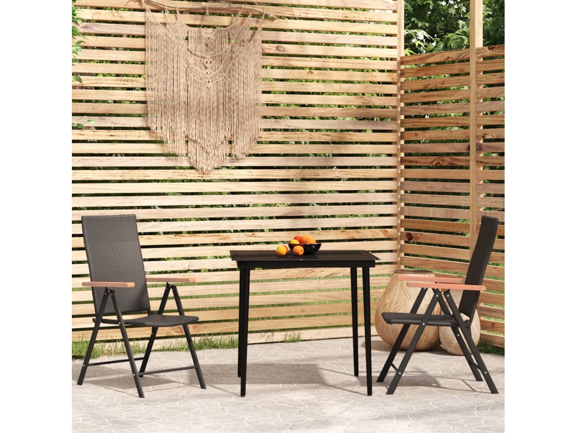 Vidaxl 3 Pcs Conjunto De Jantar Para Jardim Preto