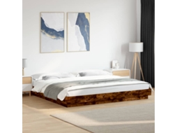 Estrutura De Cama 200x200 Cm Derivados Madeira Carvalho Fumado