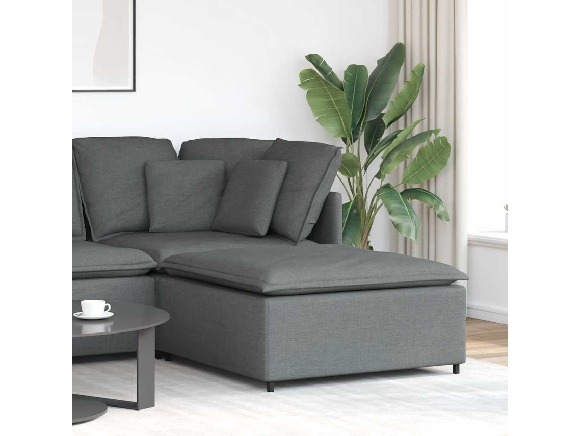 Vidaxl Módulo De Pufe Modular Para Sofá Cinza Escuro 100x100x48 Cm