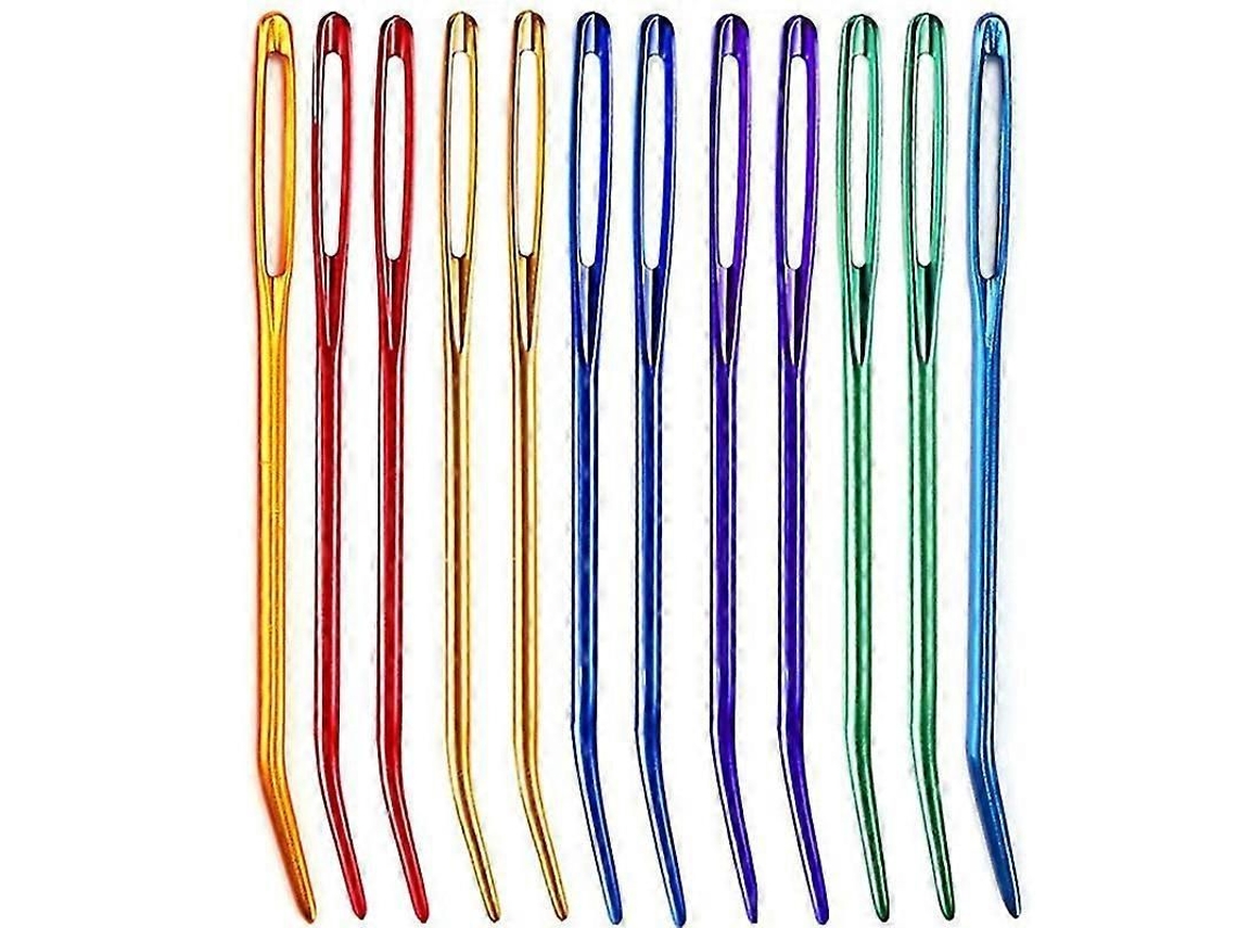 Agulhas De Crochê Com Ponta Curva E Olho Grande 6-22pcs Para Tecelagem De Fio Cor Aleatória 6 Unidades