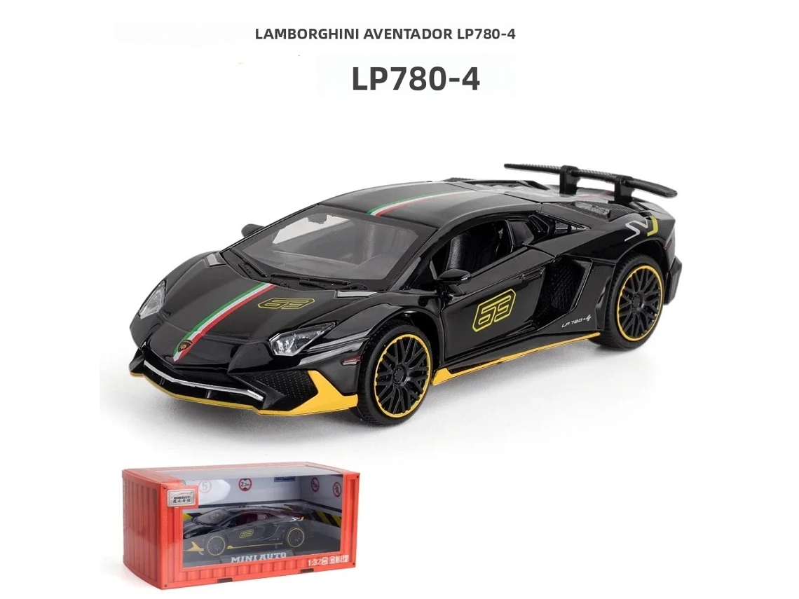 (preto) Miniatura De Carro Aventador Lp780-4 Svj Em Escala 1:32, Feita Em Metal Fundido.