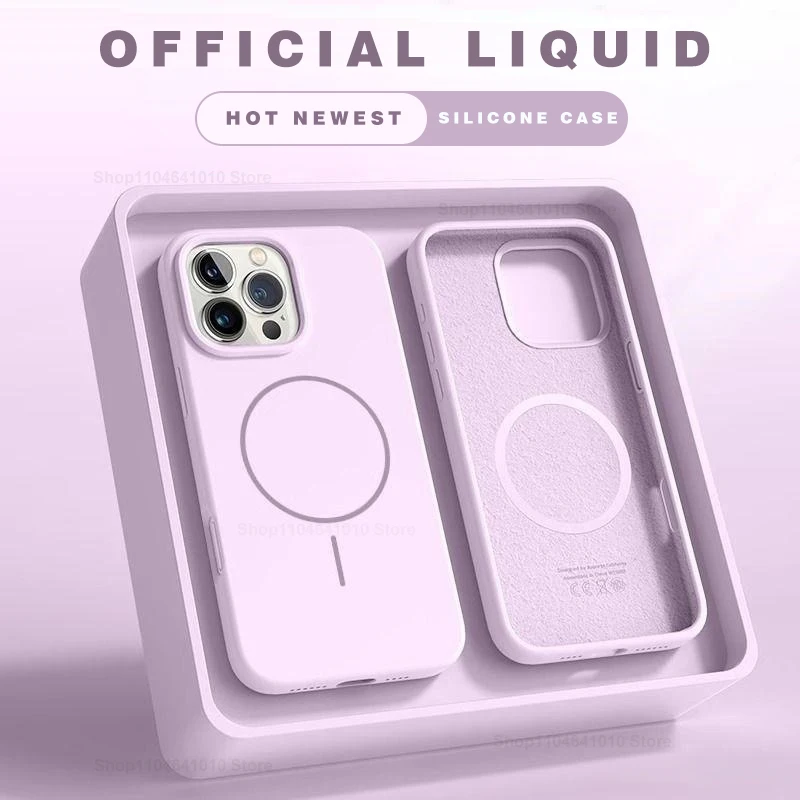 Capa Magnética Para Iphone 12 Pro (roxa), Feita De Silicone Resistente A Impactos, Compatível Com Carregamento Sem Fio.