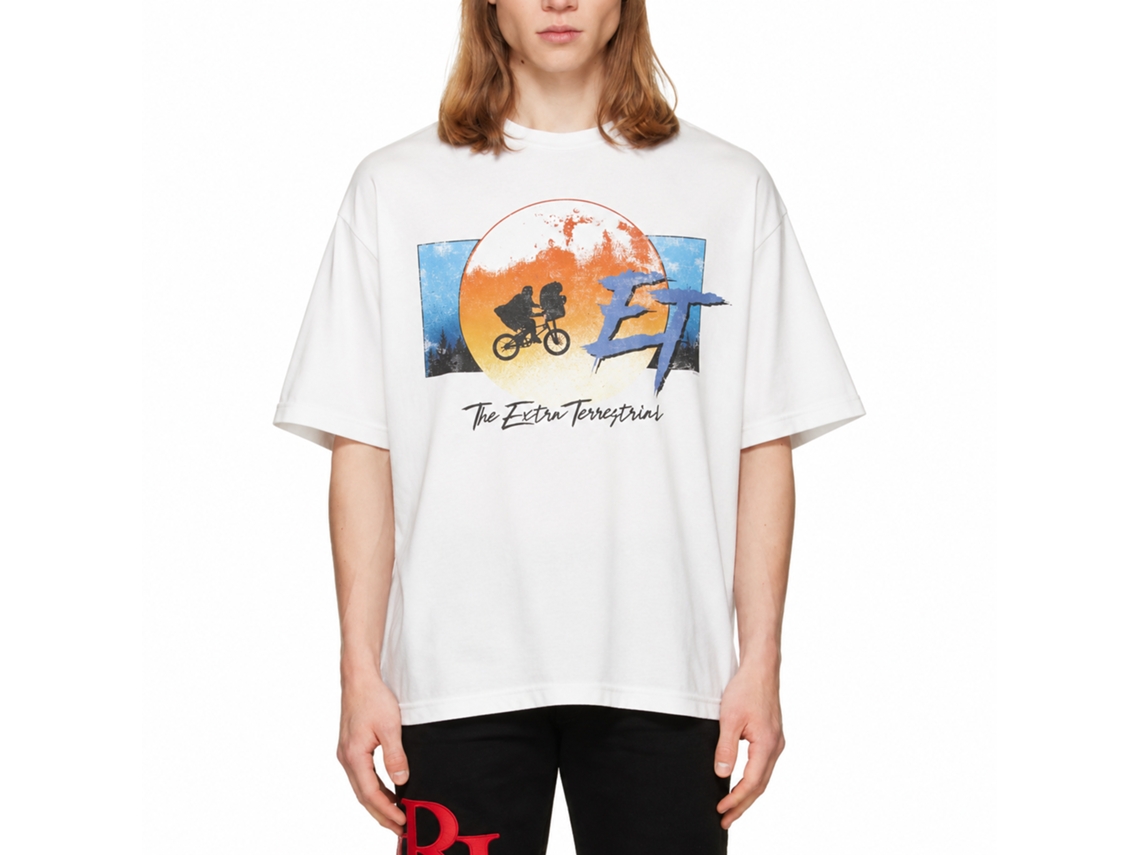 Rockinstone E.t. Moon Forest And Bike White T-shirt Size:xxxl