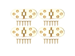 Conjunto de 4 dobradiças metálicas de 180 graus com aba de 0,09 polegadas para mesa dobrável e máquina de costura, cor dourada brilhante.