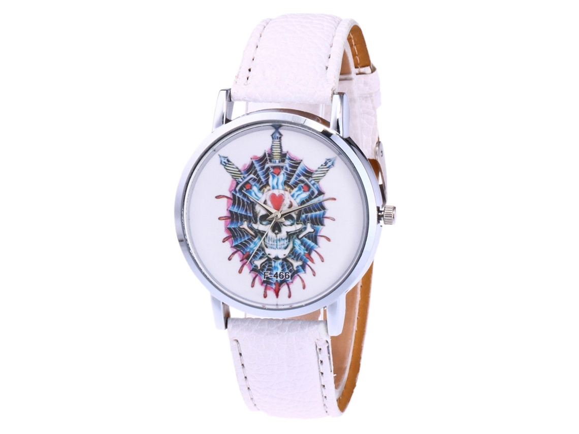 Reloj De Mujer Con Correa De Pu Moda Dial Redondo Reloj De Cuarzo Casual Zhoulianfa Blanco
