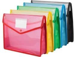 Conjunto de 5 Pastas Plásticas Transparentes Tamanho A4 com Fecho de Pressão, Grande Capacidade, para Documentos, Arquivos e Envelopes BRILVIBERA