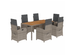 Conjunto de 7 Jantar para Jardim com Almofadões Vime Pe Cinza MAISON EXCLUSIVE