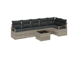 Conjunto 7 Móveis Para Exterior Vidaxl Cinzento-claro Vime Pe (287 X 122 X 85 Cm)