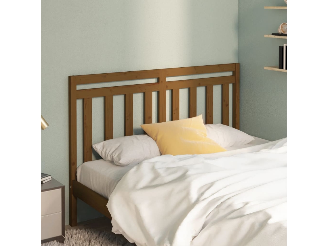 Vidaxl Cabeceira De Cama 141x4x100 Cm Pinho Maciço Castanho Mel