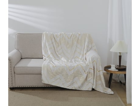 Cobertor com Geométrico Estampado Branco Claro 220*240Cm-BOD HOME