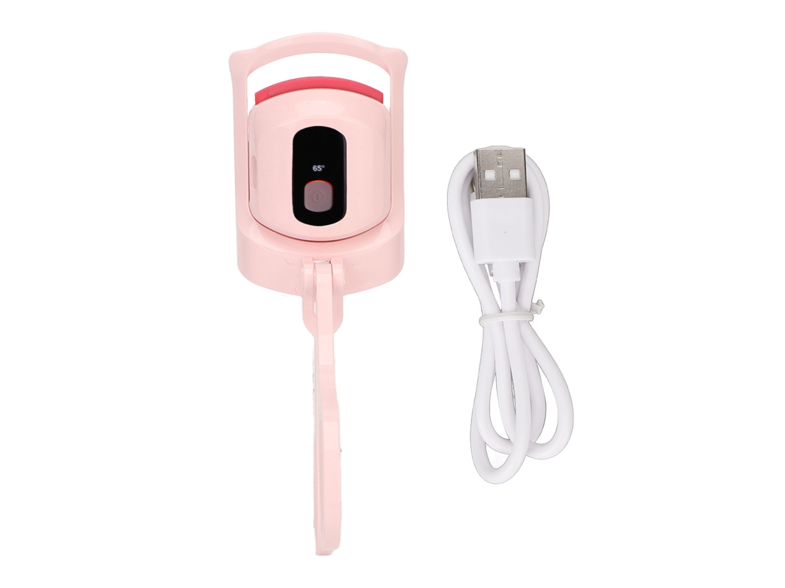 Curler De Cílios Aquecido Elétrico Rosa Com 3 Níveis, Tipo C, Lcd, Recarregável