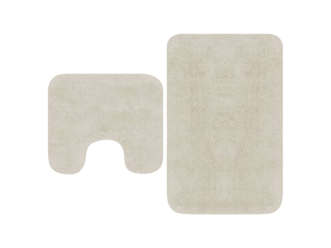 Vidaxl Conjunto Tapetes De Casa De Banho 2 Pcs Tecido Branco