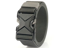 Cinto Masculino De Náilon Com Fivela De Encaixe Yuysan, Largura 3,8 Cm, Comprimento 125 Cm, Fivela De Plástico E Correia De Lona Cinza