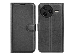 Capa Tipo Carteira De Couro Com Textura De Lichia E À Prova De Choque Para Xiaomi Redmi K80 Pro 5g, Preta