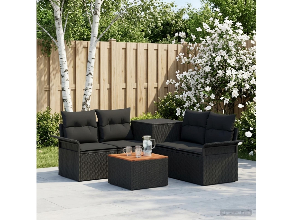 Vidaxl Conjunto De Sofás 6 Unid. 4-número De Lugares Preto