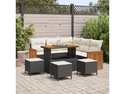 Conjunto De Sofá De Jardim 8 Pcs Preto E Creme 110 X 55 X 71 Cm Haochrymec