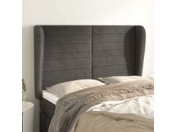 Vidaxl Cabeceira Cama C/ Abas Veludo 147x23x118/128 Cm Cinzento-escuro