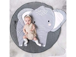 tapete de arrastar para bebê com animais redondo 90x90cm elefante