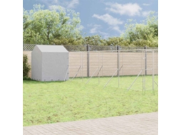 Vidaxl Canil De Exterior Com Teto 10x10x2,5 M Aço Galvanizado Prateado