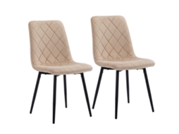 Cadeira De Jantar Relaxdays, Conjunto De 2, Veludo, Pés Metálicos, 120 Kg, Sala E Cozinha, Cadeira Estofada, Bege