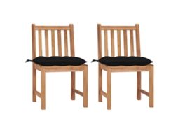 Vidaxl Cadeiras De Jardim C/ Almofadões 2 Pcs Madeira De Teca Maciça