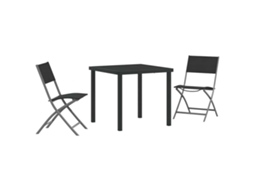 Conjunto de Jantar para Jardim 3 Pcs - Móveis de Jardim para Refeição Preto Aço Revestido a Pó HARLANV1