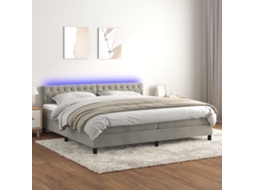 Vidaxl Cama Box Spring C/ Colchão/led 200x200 Cm Veludo Cinzento-claro