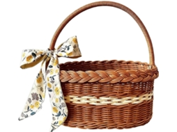 Cesta de Flores Trançada em Estilo Vintage, Rattan Sintético com Alça e Tira Fixação, Ideal CHABERLU