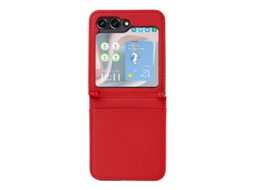 Capa Para Celular Com Compartimento Para Cartão Sim, Capa De Couro De Peça Única Com Estampa De Lichia.vermelho - Samsung Z Flip 3
