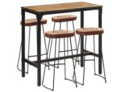 Vidaxl 5 Pcs Conj. De Bar Madeira De Mangueira Áspera Maciça E Metal