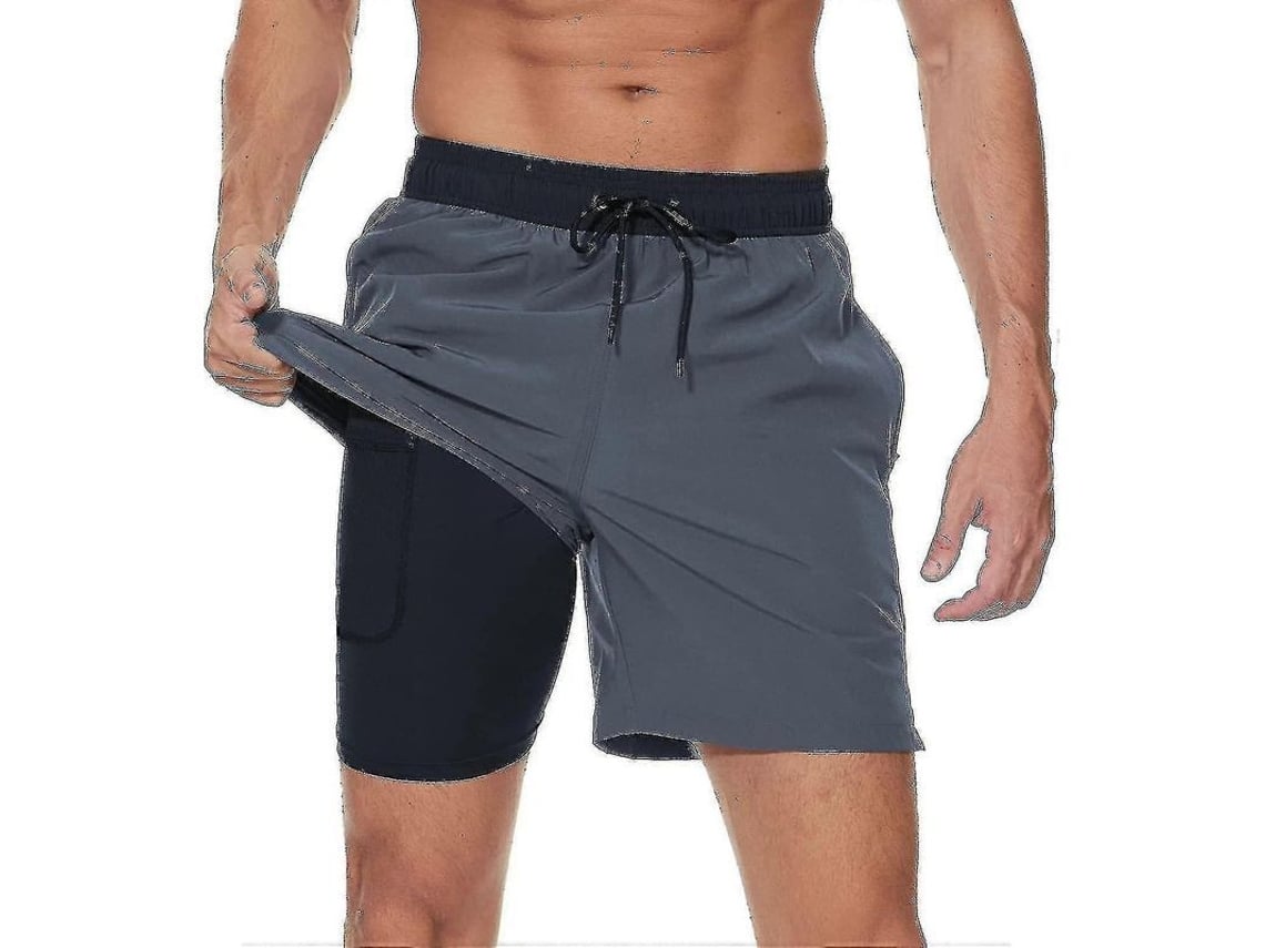 2026 pantalones Cortos de Baño para Hombre Con Forro de Compresión Quick Dry Y Bolsillos Con Cremallera