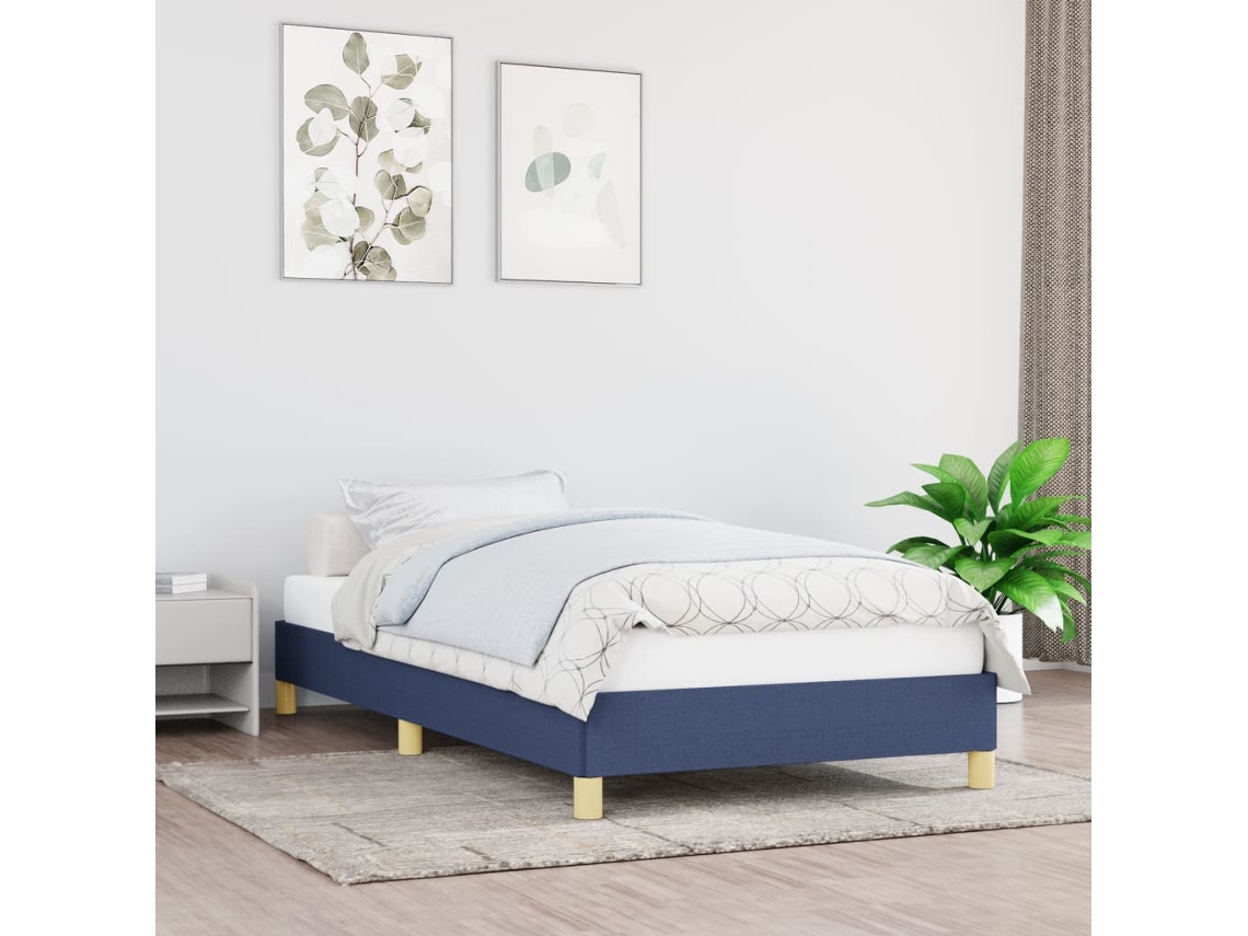 Estrutura De Cama Sem Colchão 100x200 Cm Tecido Azul