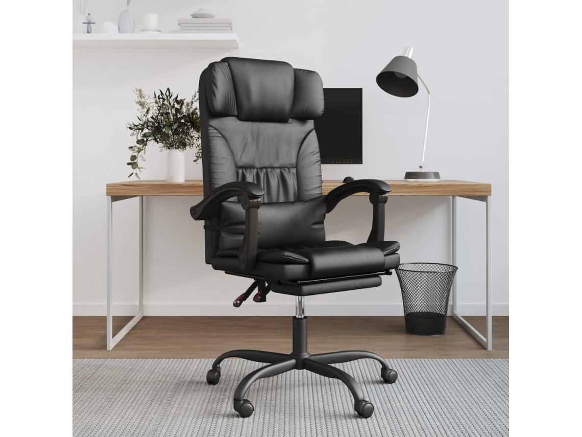 Vidaxl Cadeira De Escritório Reclinável Couro Artificial Preto