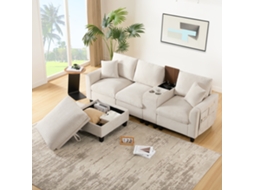 Sofálchenilleveludocotelê,console,2porta copos,usb. Ge