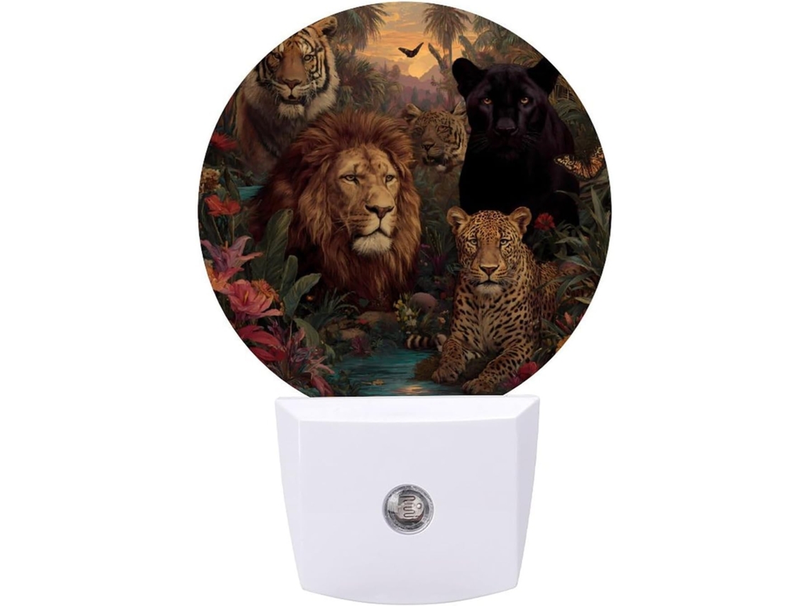 Luminária Noturna De Led Com Animais Selvagens: Leão, Tigre E