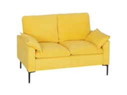 Sofá 2 Lugares Amarelo 130x77x84 Cm (estofamento em Tecido Espinha, Almofadas Incluídas)