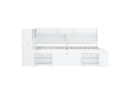 Cama Infantil Solteiro PAPRIKA 90x200cm Multifuncional com Gavetas, Estante e Armário, amplo espaço de armazenamento, branca