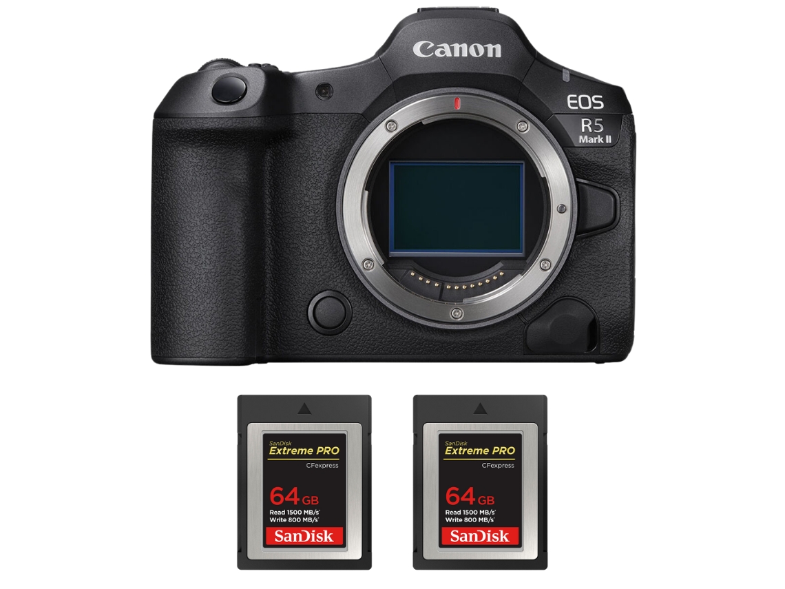 Eos R5 Mark Ii + 2 Sandisk 64gb Extreme Pro Cfexpress Type B + Ebook “20 Dicas para Fotos Que Impressionam” CANON