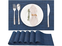 Jogos Americanos Laváveis Conjunto De 6 - Trançados - Antiderrapantes, Resistentes Ao Calor - 30x43,5cm (azul2)