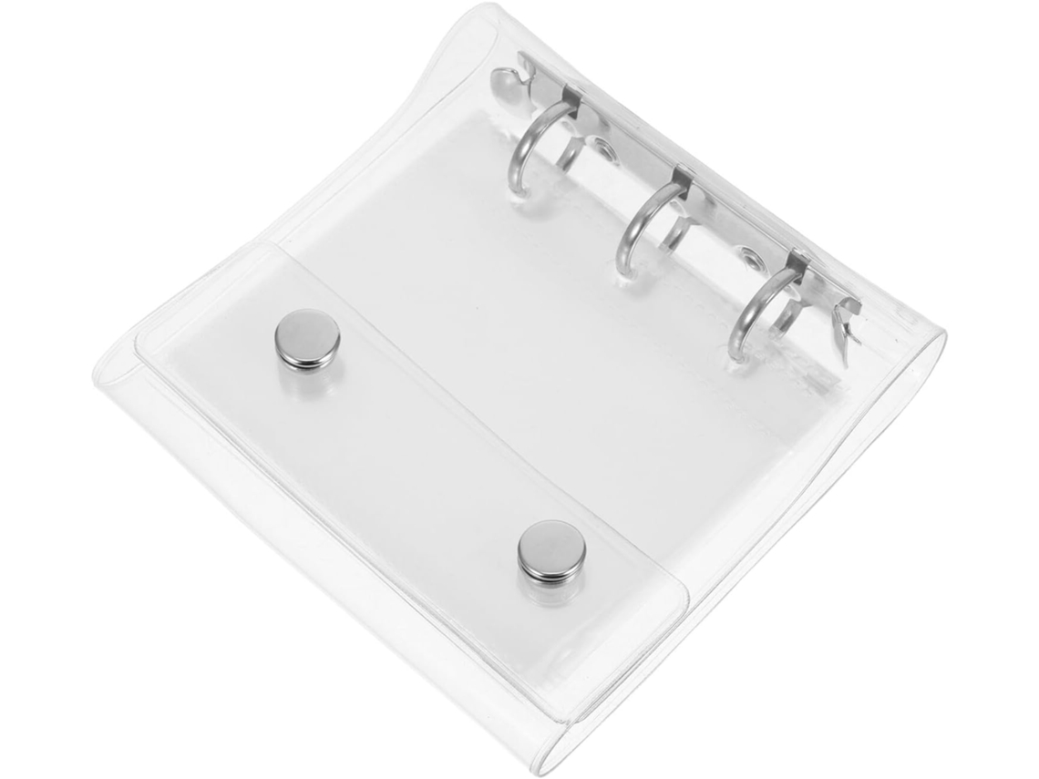 Mini Pasta A8 com 3 Argolas, Transparente com Data Imprimível, Revestimento em PVC, 20 Bolsos Internos para Organização