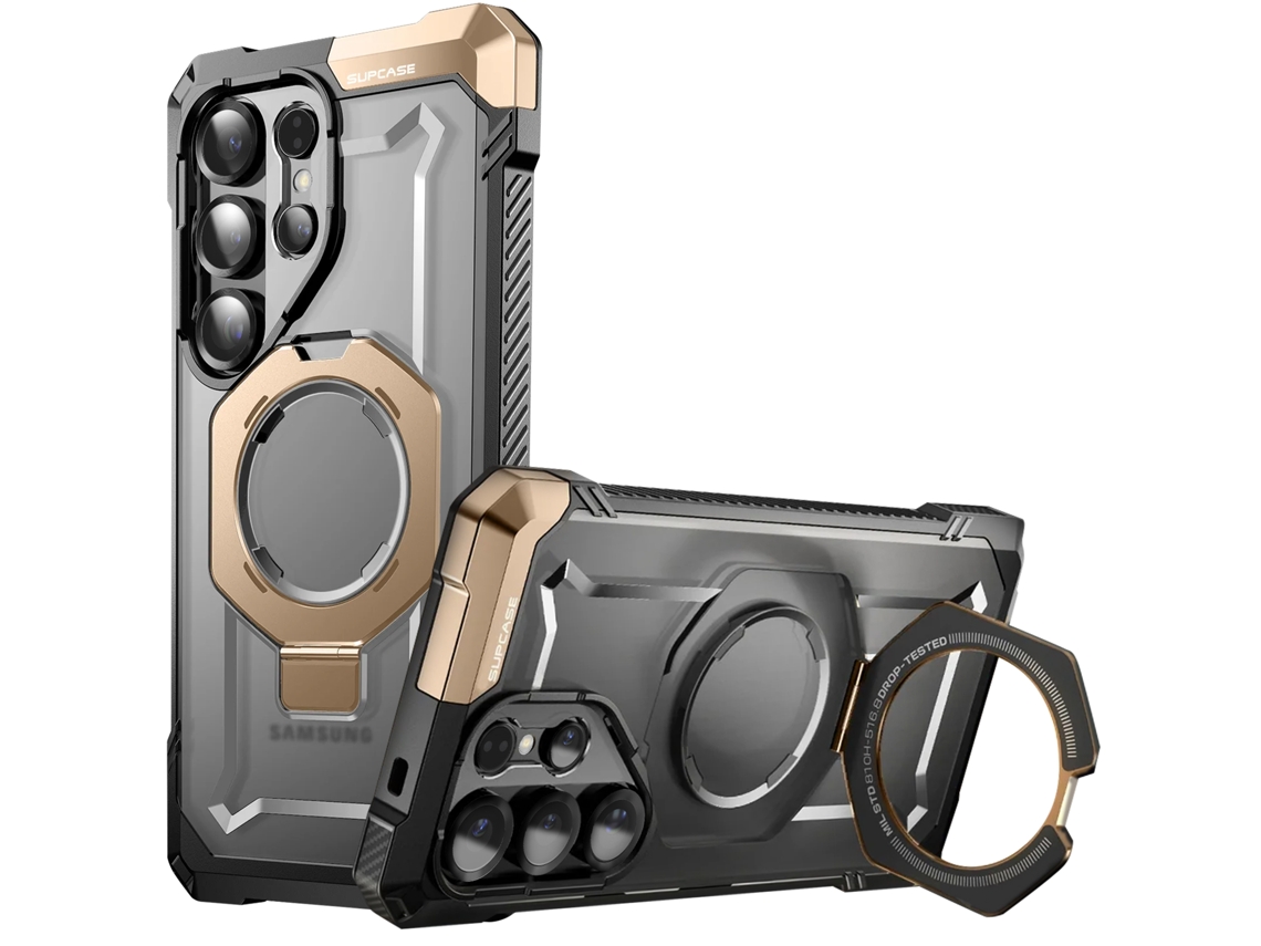Capa Ultra Antichoque Anel Magsafe Para Samsung Galaxy S25 Ultra Supcase Acrílico Dourado