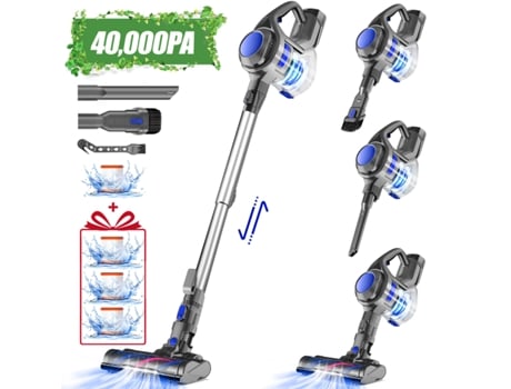 Aspirador Vertical Daccormax 450w 40.000 Pa, Com Luz Led, Escova Anti Emaranhado, Bateria Amovível (30v 6x2500mah Autonomia 50 Min 1,6l)