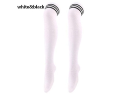 Meia-calça feminina listrada de tricô até o joelho, modelo 2026, comprimento 60 cm, em poliéster.